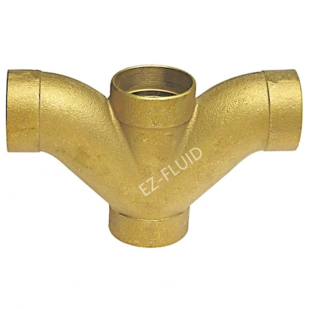 Ez-Fluid 2 X2 X1 1/2 x 1 1/2 DWV BRASS DOUBLE LONG TURN T-Y COMBO EZDC78